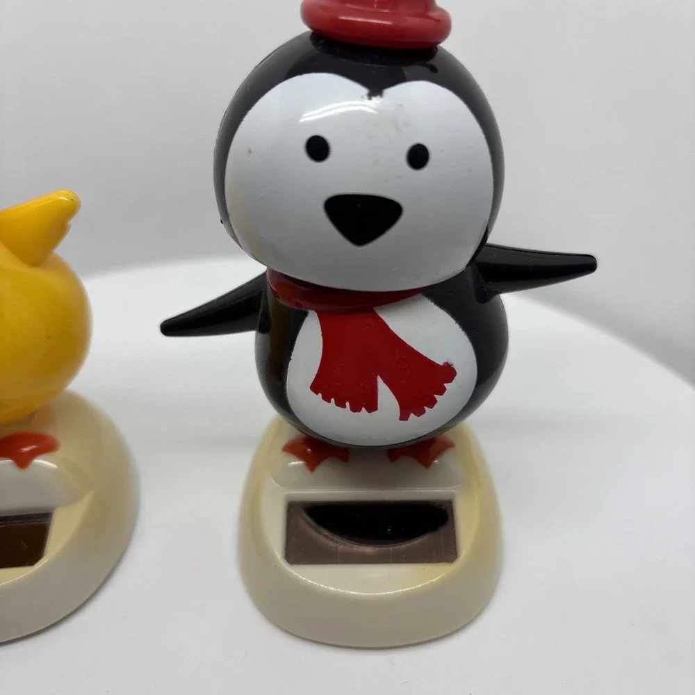 Vintage solar Powered Dancing Swinging‎ Penguin & Chick Bobble Dancer Toys Lot 2